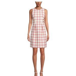 Anne Klein Windowpane Check A-Line Dress Size 6 White Poppy